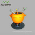 Mini cast iron cookware cheese fondue set